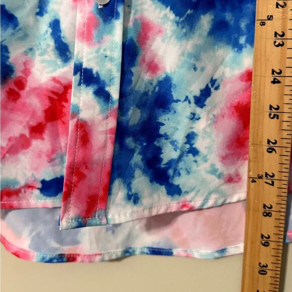 Cabana by Crown & Ivy men’s large casual tie dye button down shirt short sleeve - Picture 2 of 8